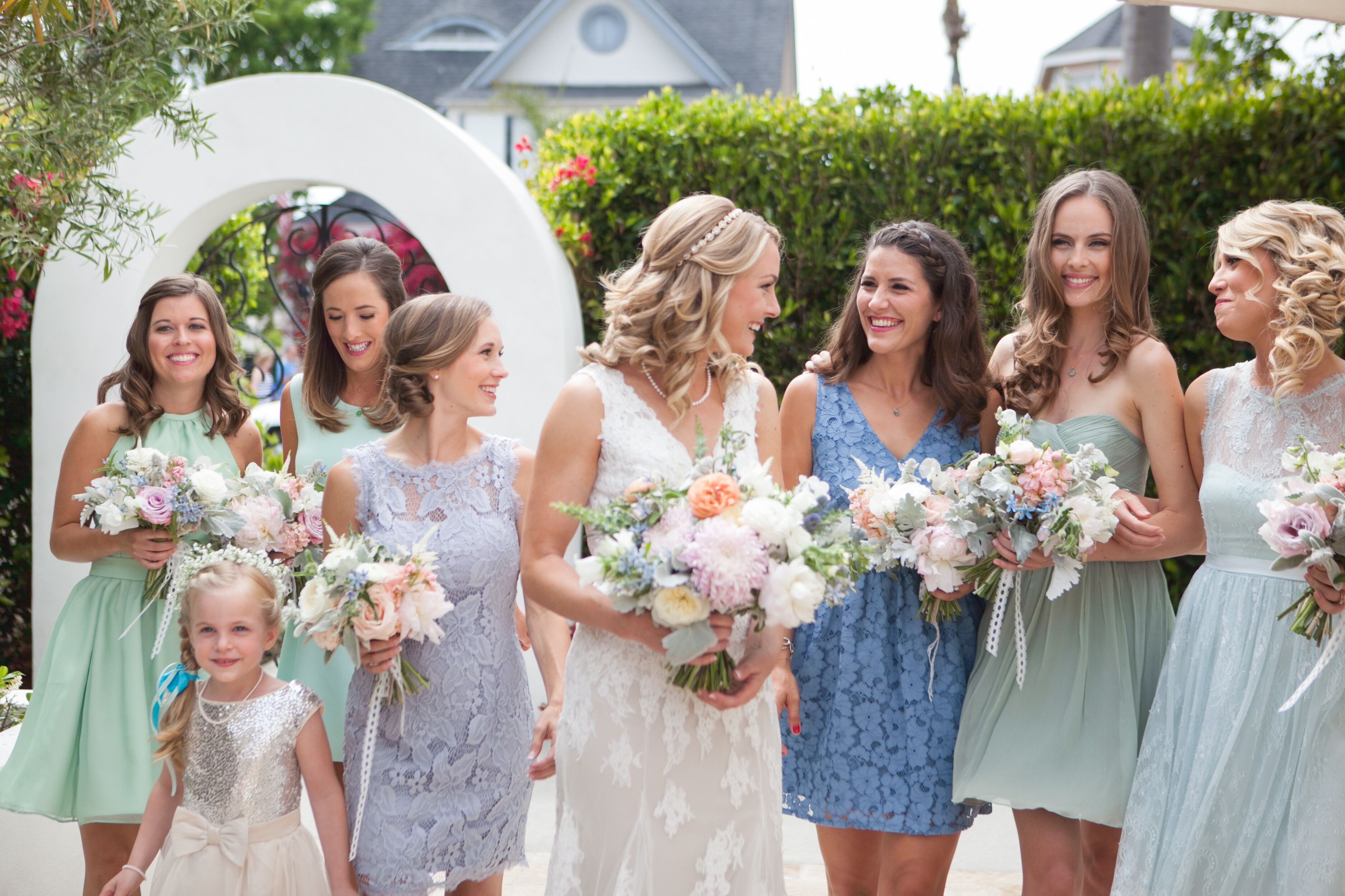 Blue Green and Purple Bridesmaid Dresses