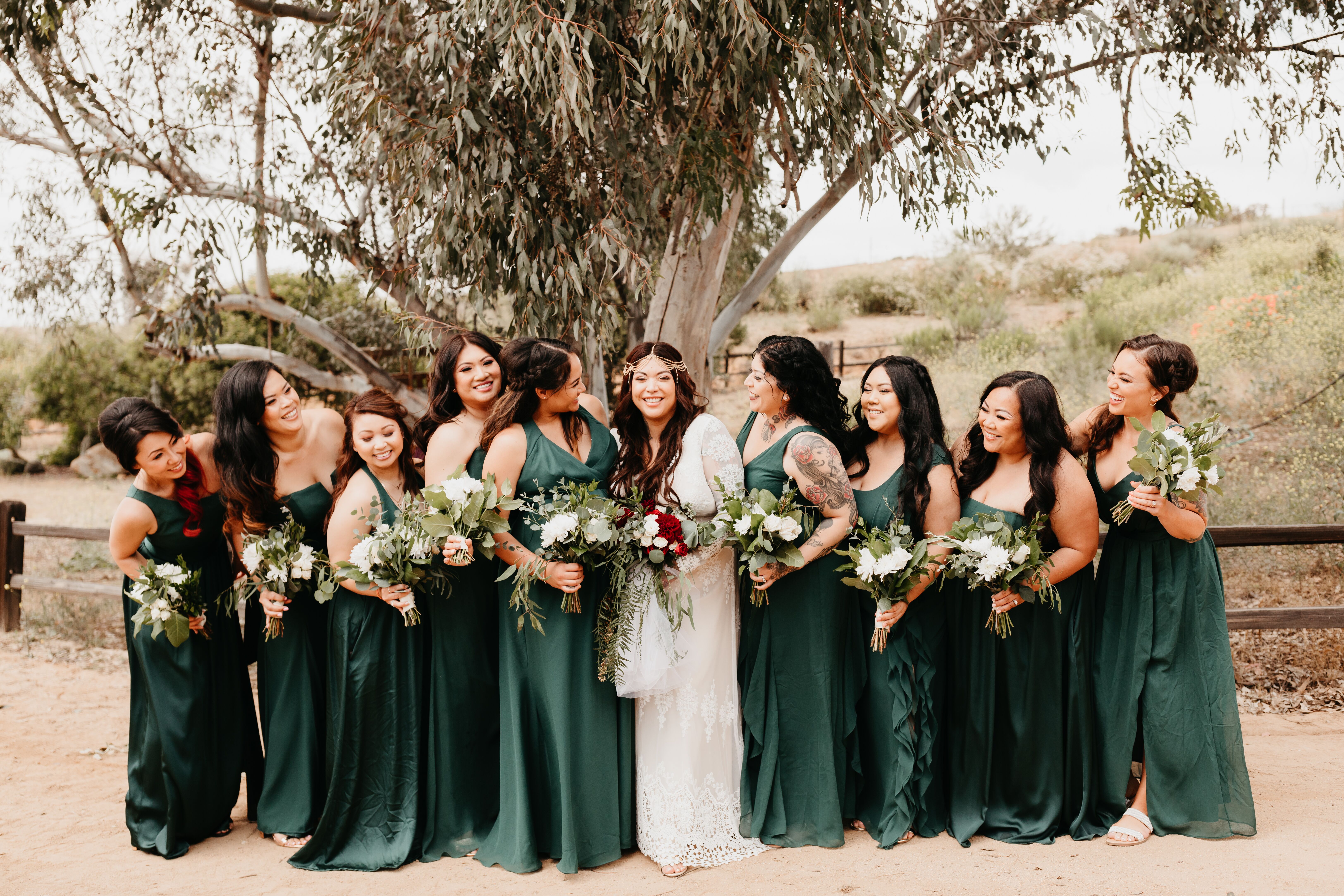 green bohemian bridesmaid dresses