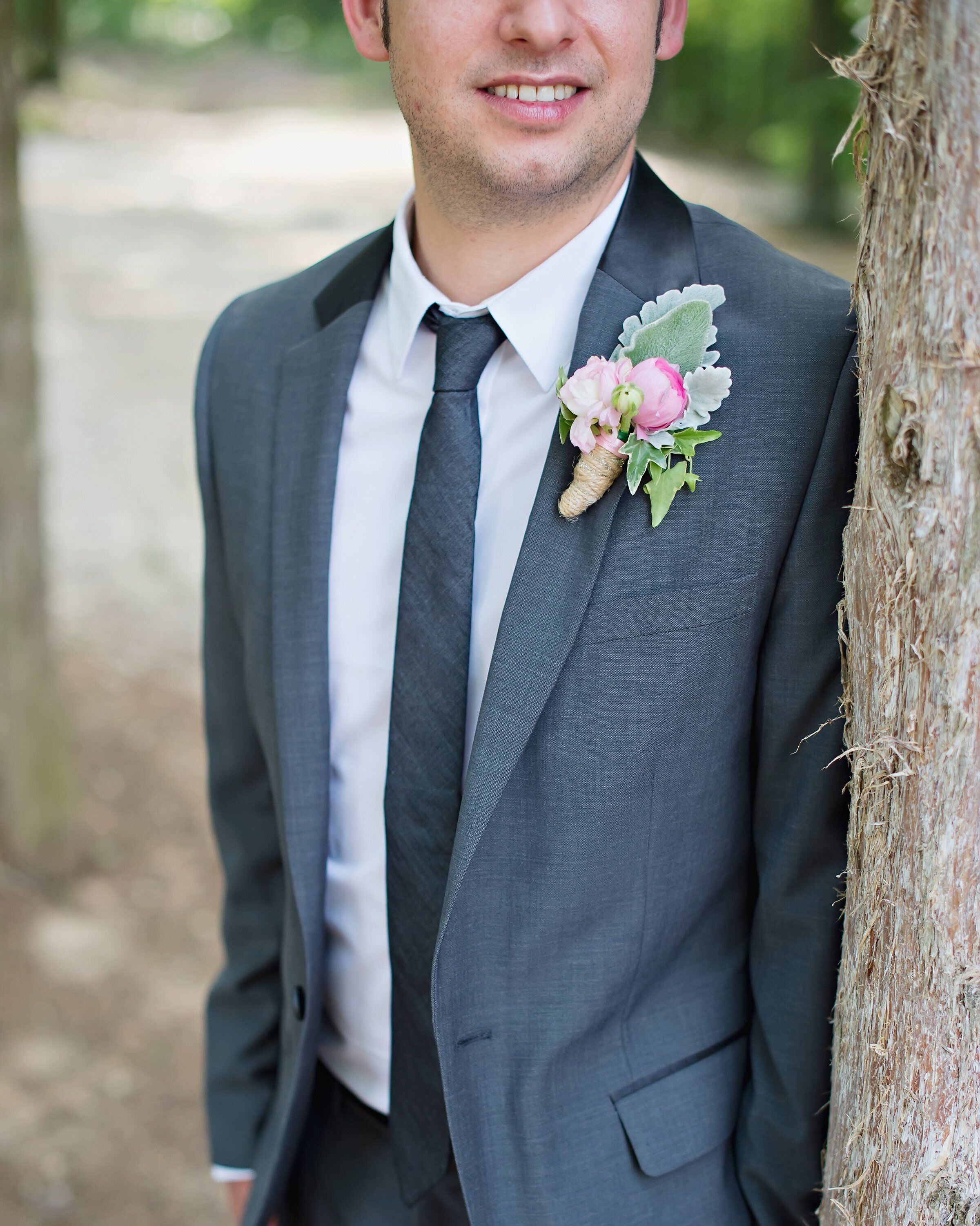 Pale Pink and Green Boutonniere