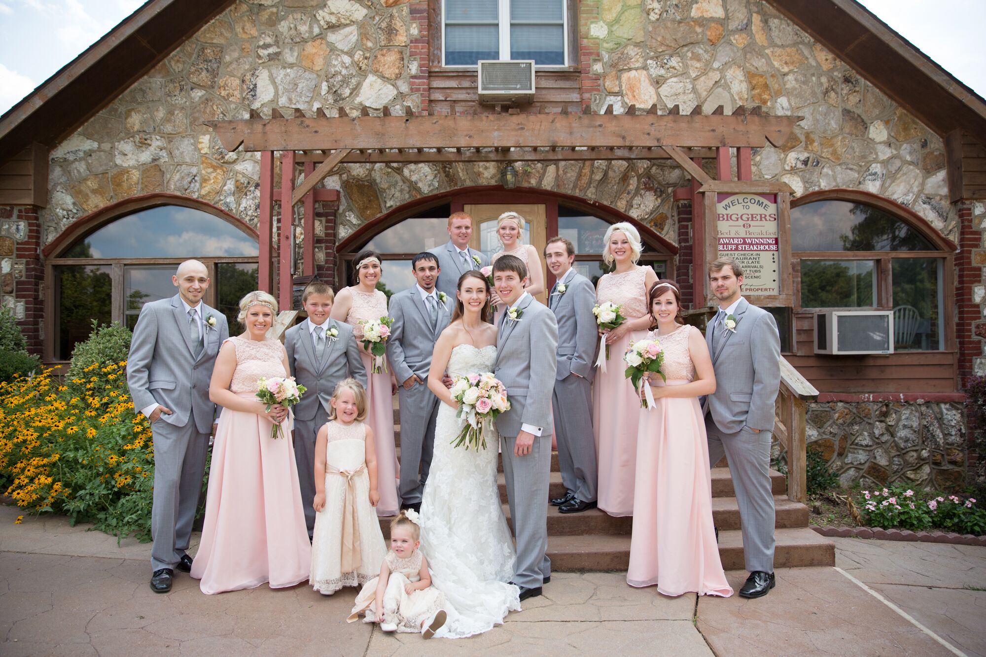 Soft Blush and Light Gray Wedding Party Attire